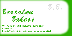 bertalan bakcsi business card